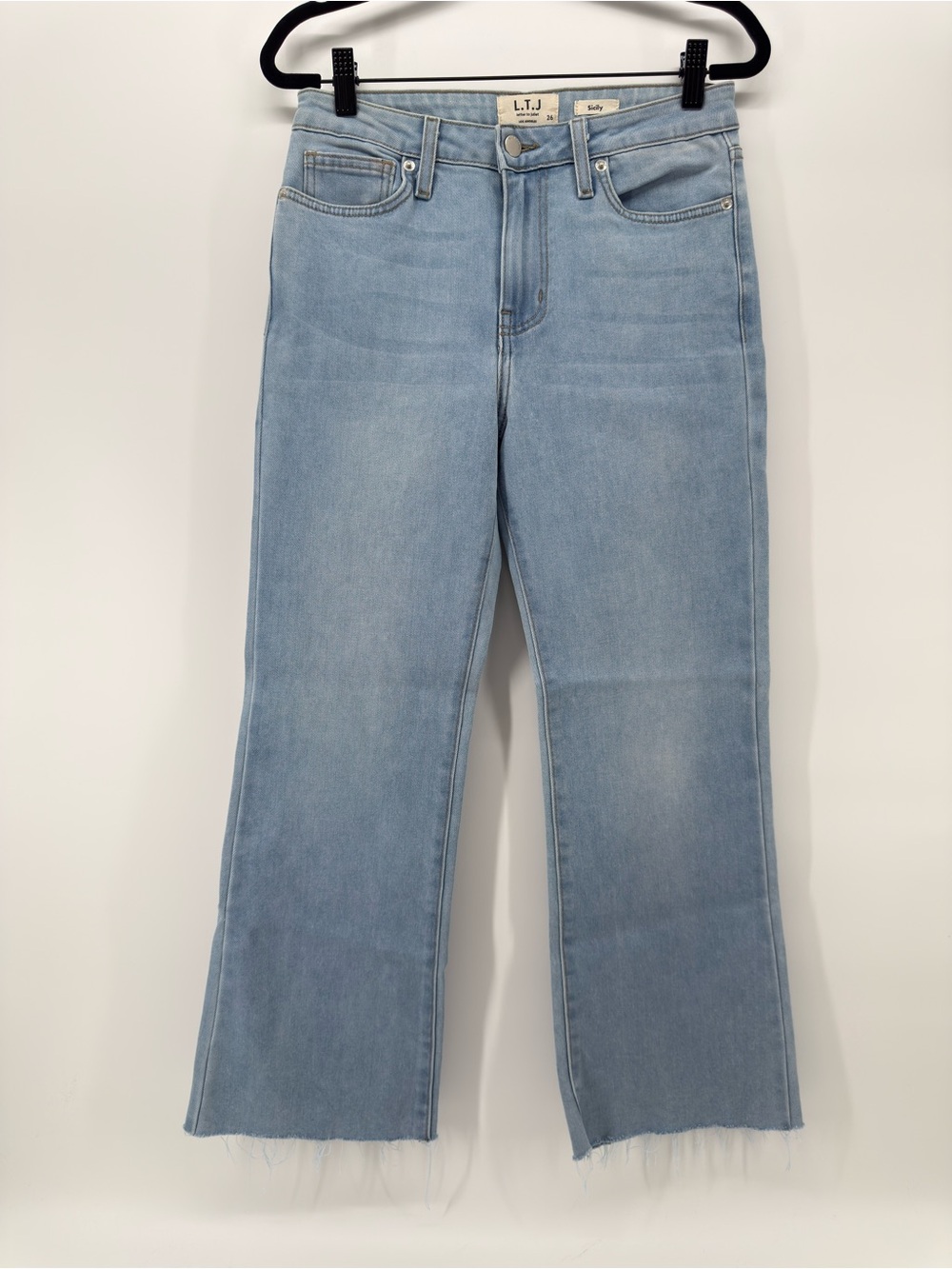 L.T.J. Letter to Juliet Sicily Raw Hem Ankle Flare Jean in light Wash 26